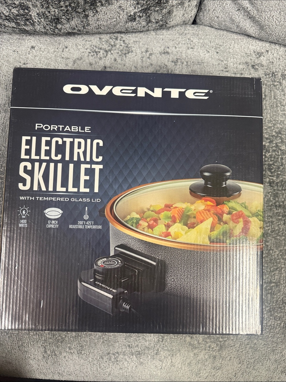 Ovente Electric Skillet with Orange Interior